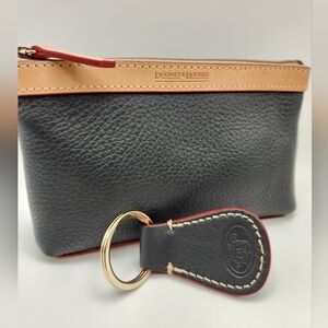 Vintage Dooney & Bourke Black Leather Pouch And Keyfab EUC!